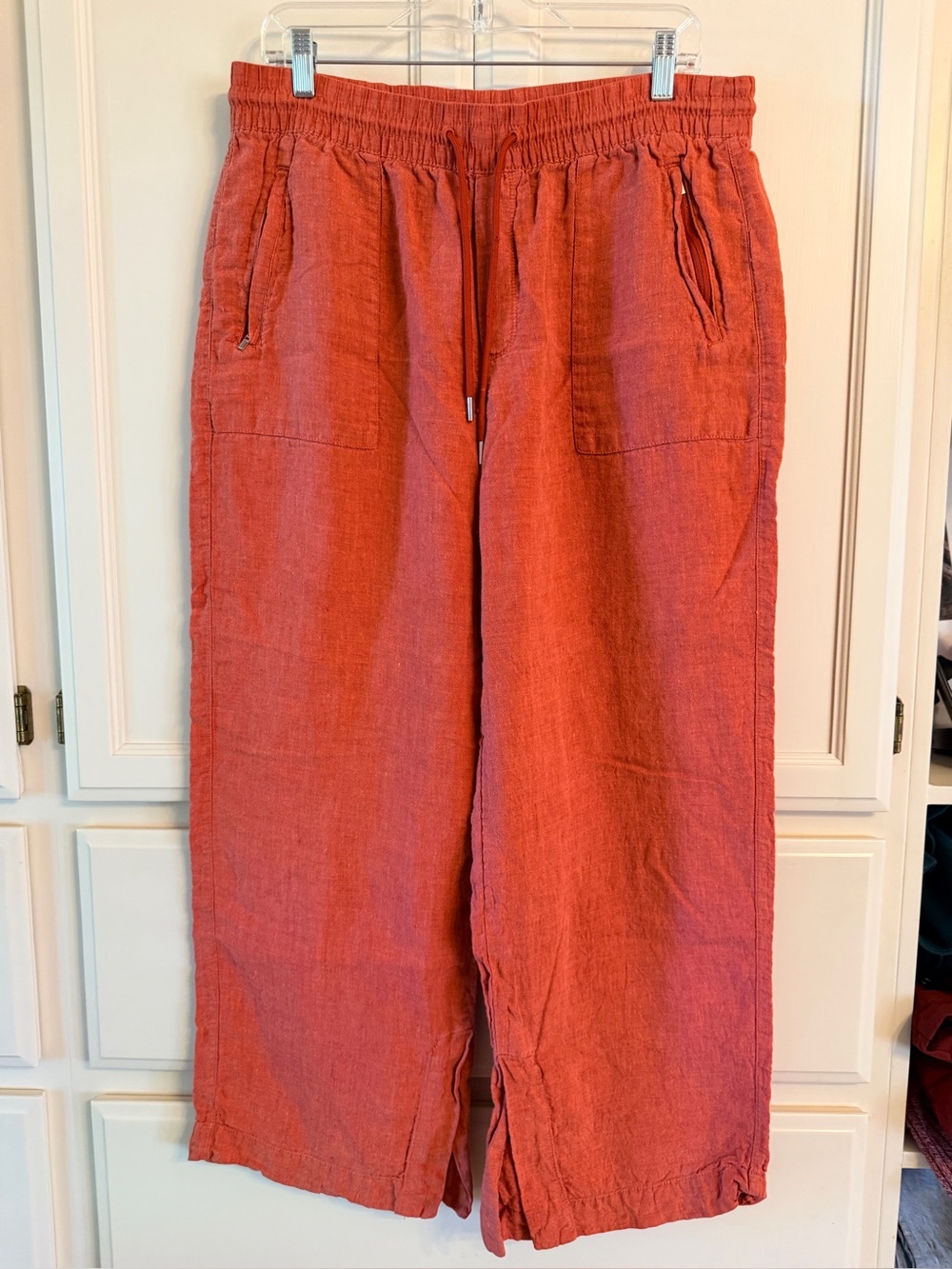 Athleta size 14 orange linen wide leg women’s pants